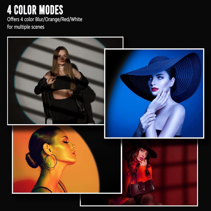 NiceVeedi 4-Color Handheld Photography Lighting Kit with 15 GOBO Filters & Tripod, 6000mAh Rechargeable Photography Flashlight with Diffusion, Zoomable Lighting for Video Recording/Sunset - Image 2